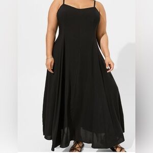 Torrid Black Maxi Trapeze Dress 3X NWT New Plus Size Sleeveless Flowy Long Goth